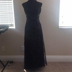 Formal Black Beaded Evening Gown